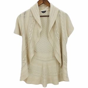 DENVER HAYES Cream Short SleeveKnit Cardigan